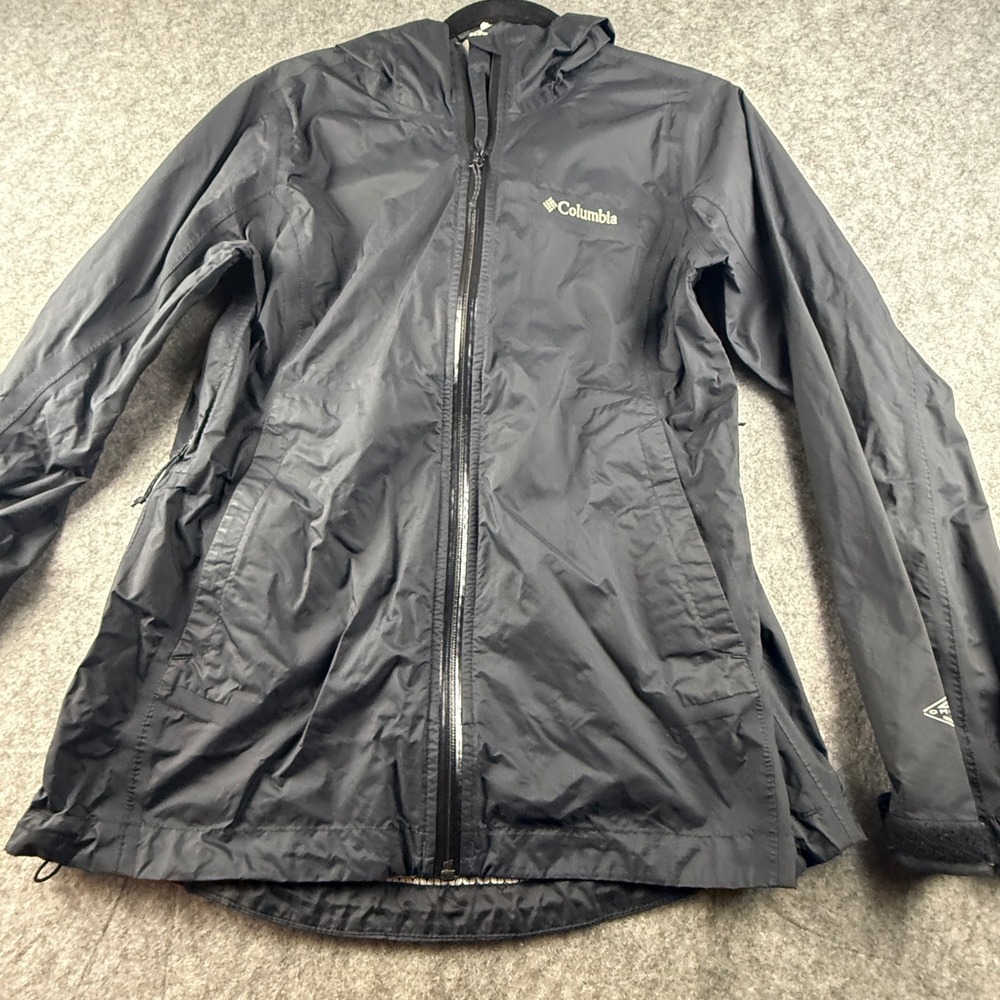 Columbia Omni-Tech Rain Jacket Womens Small Black Waterproof Hooded Shell
